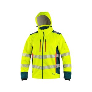 Męska kurtka ostrzegawcza typu softshell CXS Bedford Canis kolor żółto-petrolowy